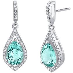 Peora College Graduation Gift for Her, Sterling Silver Earrings, Simulated Paraiba Tourmaline Tear Drops for Women, Daughter