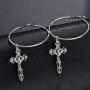 AILUOR Vintage Gothic Cross Dangle Hoop Earrings - Cross with Hoop Charm Tassel Dangle Drop Earrings Christian Jewelry for Women