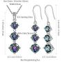 Aurora Tears Mystic Topaz Rainbow Jewelry Sets Women 925 Sterling Silver Crystal Necklaces/Earrings Set Wedding DS0043M