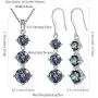 Aurora Tears Mystic Topaz Rainbow Jewelry Sets Women 925 Sterling Silver Crystal Necklaces/Earrings Set Wedding DS0043M