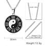 PJ Jewelry Mens Stainless Steel Yin Yang Amulet Pendant Chinese Taoism Symbol Talisman Charm Necklace