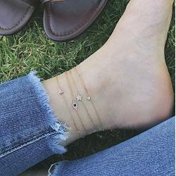 CITLED Women Trio Anklet Gold Diamond CZ Tiny Round Dainty Foot Chain 14K Gold Filled Boho Beach Simple Handmade Jewelry Gift