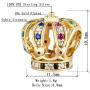 Crown Charms Golden Royal Crown Charms, 925 Sterling Silver King Queen Crown Beads with Colorful Zircon, Gifts for Fathers Day/Valentines Day/Christmas, fits for DIY Bracelet