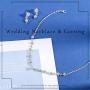 Fairyu Bride Wedding Crystal Necklace Earrings Set Silver Bridal Flower Dangle Earrings Necklaces Jewelry Party Rhinestone Pendant Necklace Drop Earrings for Women and Gilrs