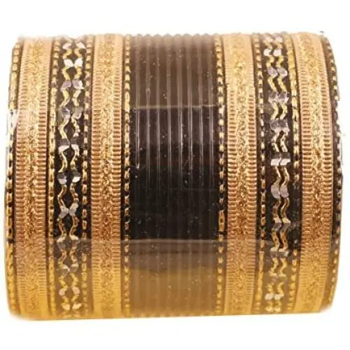 Touchstone New Colorful 2 Dozen Bangle Collection Indian Bollywood Alloy Metal Textured Black Golden Designer Jewelry Special Large Size Bangle Bracelets Set of 24. in Antique Gold Tone for Women Touchstone New Colorful 2 Dozen Bangle Collection Indian Bollywood Alloy Metal Textured Black Golden Designer Jewelry Special Large Size Bangle Bracelets Set of 24. in Antique Gold Tone for Women