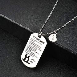NOVLOVE Inspirational Birthday Gift to My Son from Mom Always Remember You are Braver Stainless Steel Dog Tag Necklace Pendant
