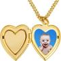 LIFETIME JEWELRY Inlaid Heart Locket Necklace for Women and Girls 24k Gold Plated