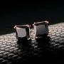 Lanroque Sterling Silver 6mm Princess Cut Cubic Zirconia Stud Earrings for Men and Women (Black CZ Rose Gold)