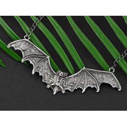 Alilang Frightening Halloween Enamel Paint Flying Bat Metal Chain Pendant Necklace