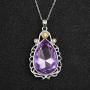 2pcs Sofia Amulet Necklace Teardrop Amethyst Pendant Necklace Sofia The First Princess Costumes Jewelry Girls Necklace