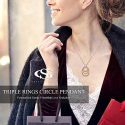 GEORGE · SMITH Triple Rings Circle Pendant Necklace Personalized Family Friendship Love Neckalces, Jewelry Gift for Women Girls