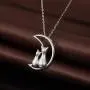 ZowBinBin Cat Necklace - Naughty Cute Lucky Cat Pendant Necklace, 18K White Gold Plated Sterling Silver Cat Pendant for Women, Fashion Cat jewelry Necklace Great Gifts for Lover, Family
