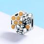 Bee Honeycomb Charm Beads 925 Sterling Silver Beads Fit for European Charm Bracelet