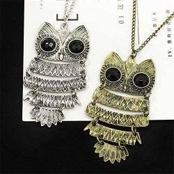 Vintage Owl Sweater Chain Necklace Big Eye Owl Animal Dangle Drop Earrings for Women Girls Fashion Jewelry Set