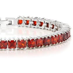 Gem Stone King 15.00 Ct Sparkling Princess Cut Cubic Zirconia CZ Tennis Bracelet 7 Inch