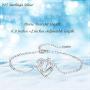 MEDWISE Sterling Silver Lucky Horse Bracelet for Her Love Heart Horse Chain Charm Bracelets Jewelry Gifts for Women Girls