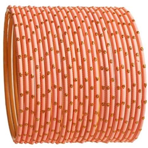 Touchstone New Colorful Bangle Collection Indian Bollywood Exclusive Golden Glaze Color Designer Jewelry Special Large Size Bangle Bracelets. Set of 24 for Women.
