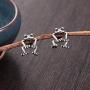 LOVECOM 2 Piece Frog 925 Sterling Silver Dangle Post Earrings for Women Girls Cute Frog Vintage Animal Earring Jewelry Gifts( 2 Ways To Wear)