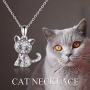 LUHE S925 Sterling Silver Cat Pendant Necklaces Jewelry Gifts for Little Teen Girls Daughter Women Cat Lover