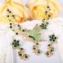 EleQueen Womens Austrian Crystal Butterfly Flower Leaf Necklace Earrings Set
