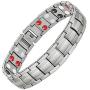 Feraco Magnetic Bracelets for Men Pain Relief Titanium Steel Double Row Strong Magnets Bracelet with Unique Blue Line, Adjustable Bracelet