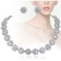 EVER FAITH Elegant Star Round Prong CZ Birthstone Necklace Earrings Set