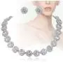 EVER FAITH Elegant Star Round Prong CZ Birthstone Necklace Earrings Set EVER FAITH Elegant Star Round Prong CZ Birthstone Necklace Earrings Set