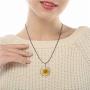 Jeni-Sely Handmade Real Dry Pressed Sunflower Round Resin Leather Necklace