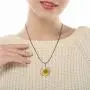Jeni-Sely Handmade Real Dry Pressed Sunflower Round Resin Leather Necklace