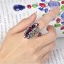 Retro Cocktail Statement Ring Crystal Engagement Wedding Rings Flower and Leaf Rhinestone Band Ring Fashion Jewelry for Women Girl