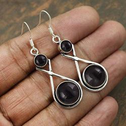 Natural Black Onyx Earrings for Women Mom Wife 925 Silver Overlay handmade Dangle Earrings