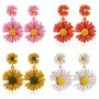 Boho Flower Stud Earrings for Women Girls Flower Shaped Daisy Earrings with Gold Bud Double Metal Flower Dangle Drop Post Earrings 4 pcs Boho Flower Stud Earrings for Women Girls Flower Shaped Daisy Earrings with Gold Bud Double Metal Flower Dangle Drop Post Earrings 4 pcs