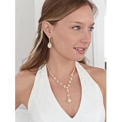 Mariell Yellow Gold Crystal Rhinestone Necklace Jewelry Set for Prom, Bridesmaids & Brides