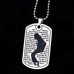 Stainless Steel Michael Jackson Classic Dance King Engraved Design Pendant Pendant Necklace for Michael Jacksons Fans Gift Collection