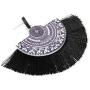 Bohemian Fan Fringe Thread Tassel Drop Earrings - Statement Half Circle, Clover Leatherette, Flower, Quatrefoil Chandelier Dangles