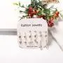 FIBO STEEL Necklace and Earring Jewelry Set 5 PCS Necklaces of Different Lengths with 38 Pairs Layered Ball Dangle Hoop Stud Earrings Mixed Women Fashion Jewelry