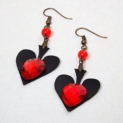 RareLove Vintage Lolita Red Rhinestone Teardrop with Butterfly Dangle Earrings