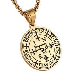 HZMAN Stainless Steel Sigil of Archangel Thavael Talisman Pendant Necklace 22+2 Inch Chain