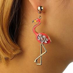 YANCHUN Crystal Flamingo Necklace and Earring Set for Women Pink Flamingo Pendant Necklace Bird Earrings for Girls
