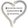Luxfine 12mm Cuban Link Bracelet Hypoallergenic 14K REAL Gold Plated Iced Out Hip Hop Jewelry 5A+ Cubic Zirconia Prong-setting for Men Women Christmas Birthday Gift