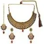 Efulgenz Indian Bollywood Traditional 14 K Gold Plated Kundan Pearl Wedding Choker Necklace Earrings Maangtikka Jewelry Set Efulgenz Indian Bollywood Traditional 14 K Gold Plated Kundan Pearl Wedding Choker Necklace Earrings Maangtikka Jewelry Set