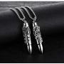 Dragon Bullet Dagger Necklace for Men or Women Stainless Steel Punk Gothic Vintage Look Mythical Pendant with Chain Fantasy Fashion Jewelry by Ginger Lyne