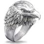 ABJFJE Retro Viking Alloy Eagle Ring Vintage Silver Statement Eagle Ring Punk Gothic Biker Band Engagement Gift Jewelry Ring for Men Boy