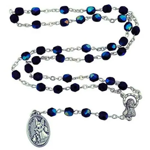Italian Glass Crystal Chaplets | 4 Colors | Saint Michael and Guardian Angel Medal of Protection | Christian Jewelry