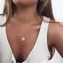 Letter Initial Necklaces for Women Girls, 14K Gold Filled Disc Letters Pendant Initial Necklace Adjustable Personality Delicate Tiny Necklace for Girls Teens Baby Best Necklace Gifts for Women