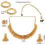 Efulgenz Indian Bollywood 14 K Gold Plated Faux Pearl Bead Bridal Choker Necklace Earrings Bracelet Bangles Ring Jewelry Set