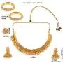 Efulgenz Indian Bollywood 14 K Gold Plated Faux Pearl Bead Bridal Choker Necklace Earrings Bracelet Bangles Ring Jewelry Set