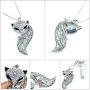 Hslsmxy Women Long Necklace Fox Snake Serpent Swan Dancing Girl Shaped Crystal Pendant Necklaces Sweater Casual Formal Dressing Decoration Fashion Jewelry for Girls Friends