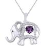 AFFY Round Cut Cubic Zirconia Elephant Floater Pendant Necklace in 14K White Gold Over Sterling Silver