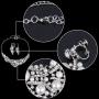 EVER FAITH Silver-Tone Crystal Cream Simulated Pearl Vine Necklace Earrings Set Clear
